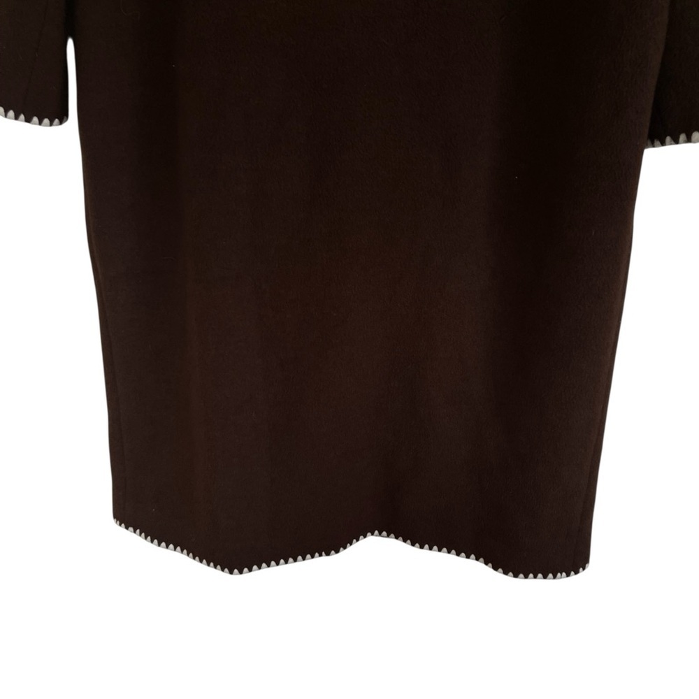 4th and Reckless Fable Chocolate Brown Contrast Stitch Longline Scarf Coat Large - Picture 6 of 12